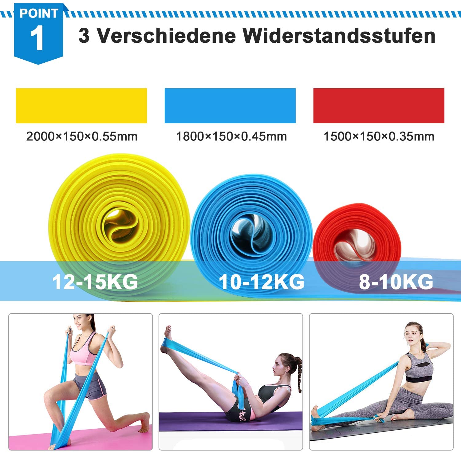 Elastic Fitness Bands 3Pcs Res - Sports Equipment Supplies avis et prix