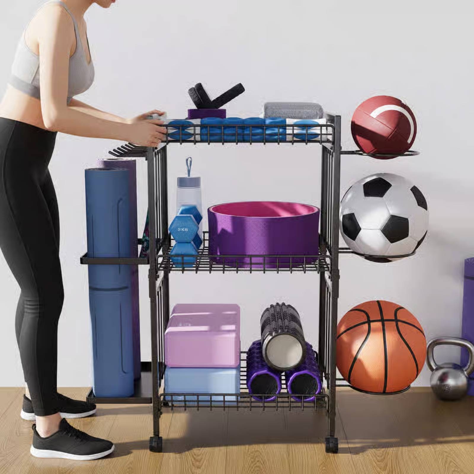 Mobile Gym Equipment Rack Spac - Sports Equipment Rack avis et prix