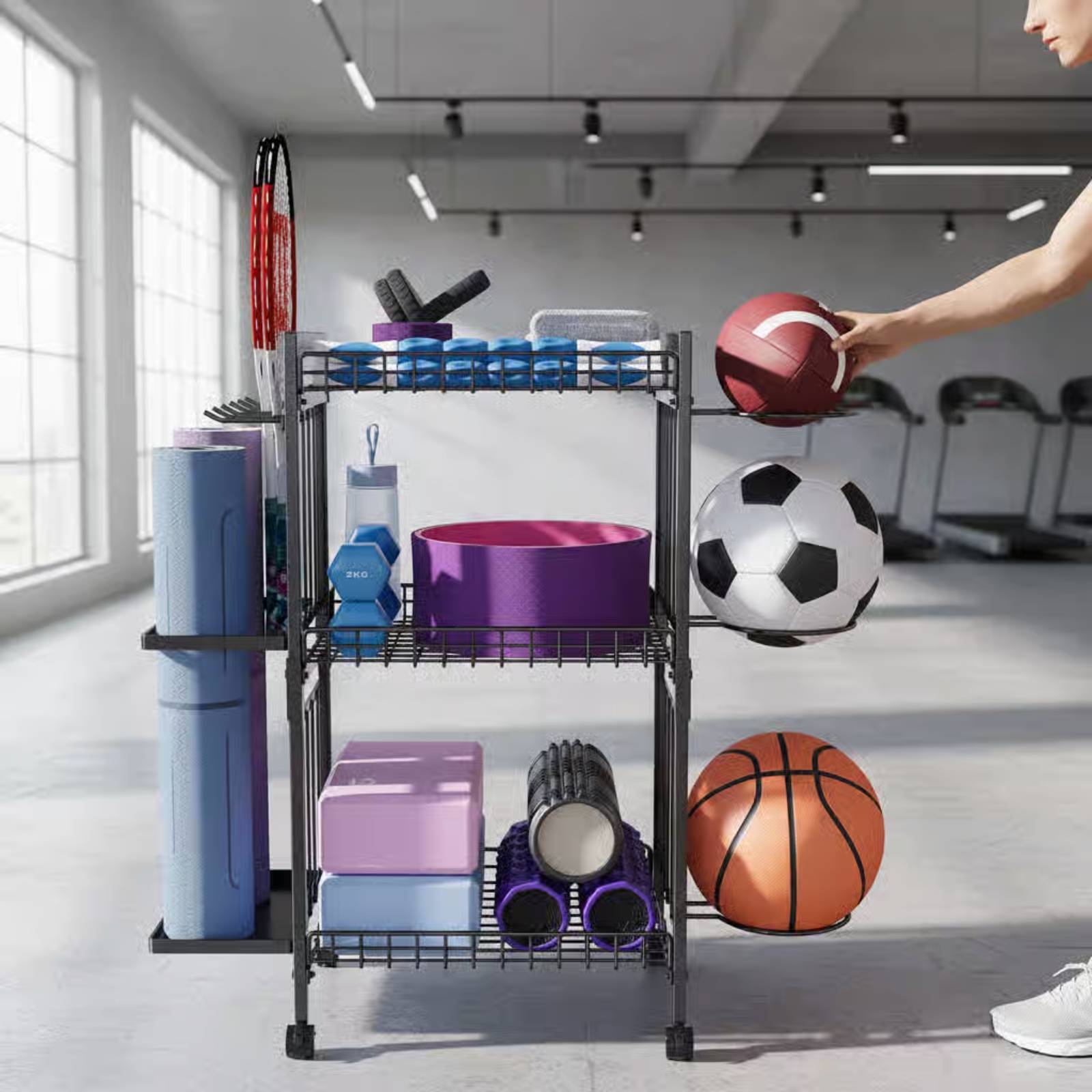 Mobile Gym Equipment Rack Spac - Sports Equipment Rack avis et prix