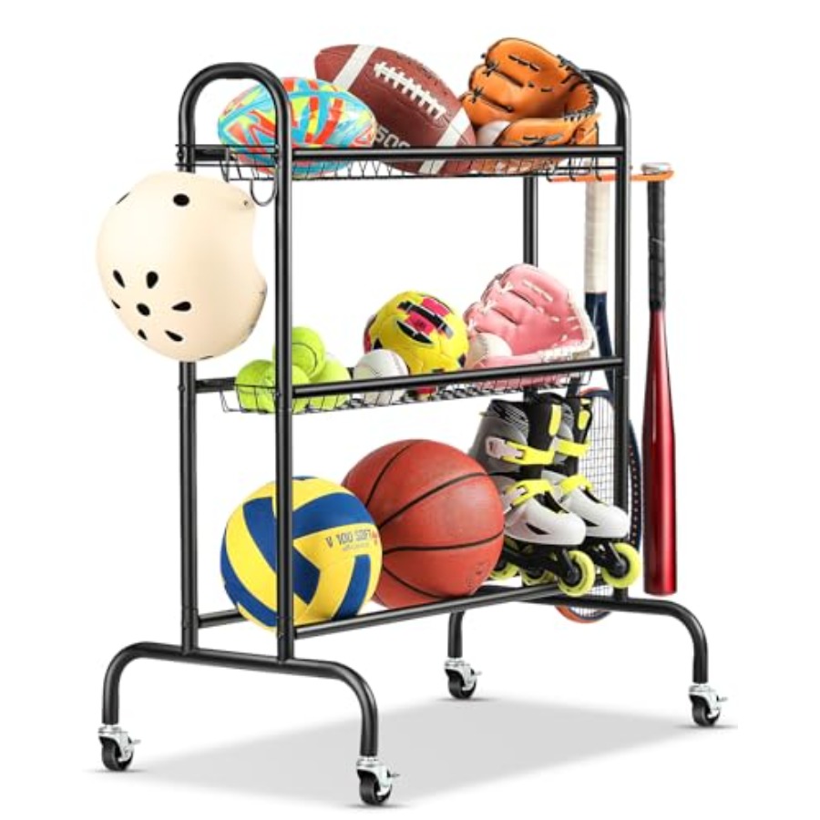 Basketball Rack Rolling Basket - Sports Equipment Rack avis et prix