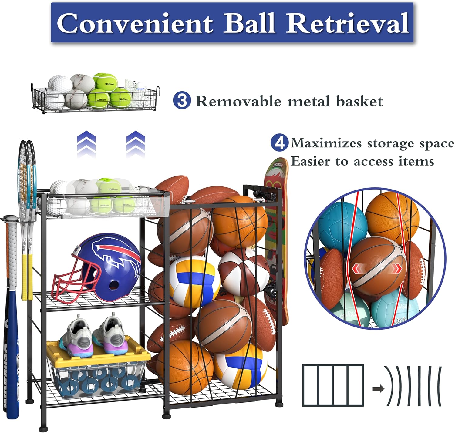 Sports Equipment Organizer wit - Sports Equipment Garage Storage avis et prix