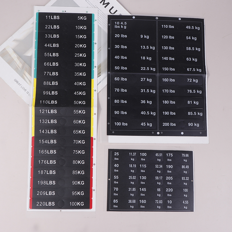 Weight Stack Labels 4.5kg To 1 - Sports Equipment Names avis et prix